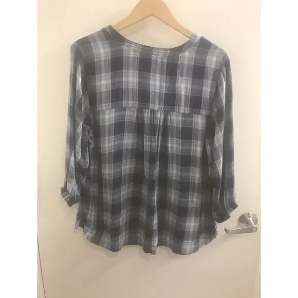 Wrangler Plaid Blouse Blue Womens XL - Picture 3 of 6